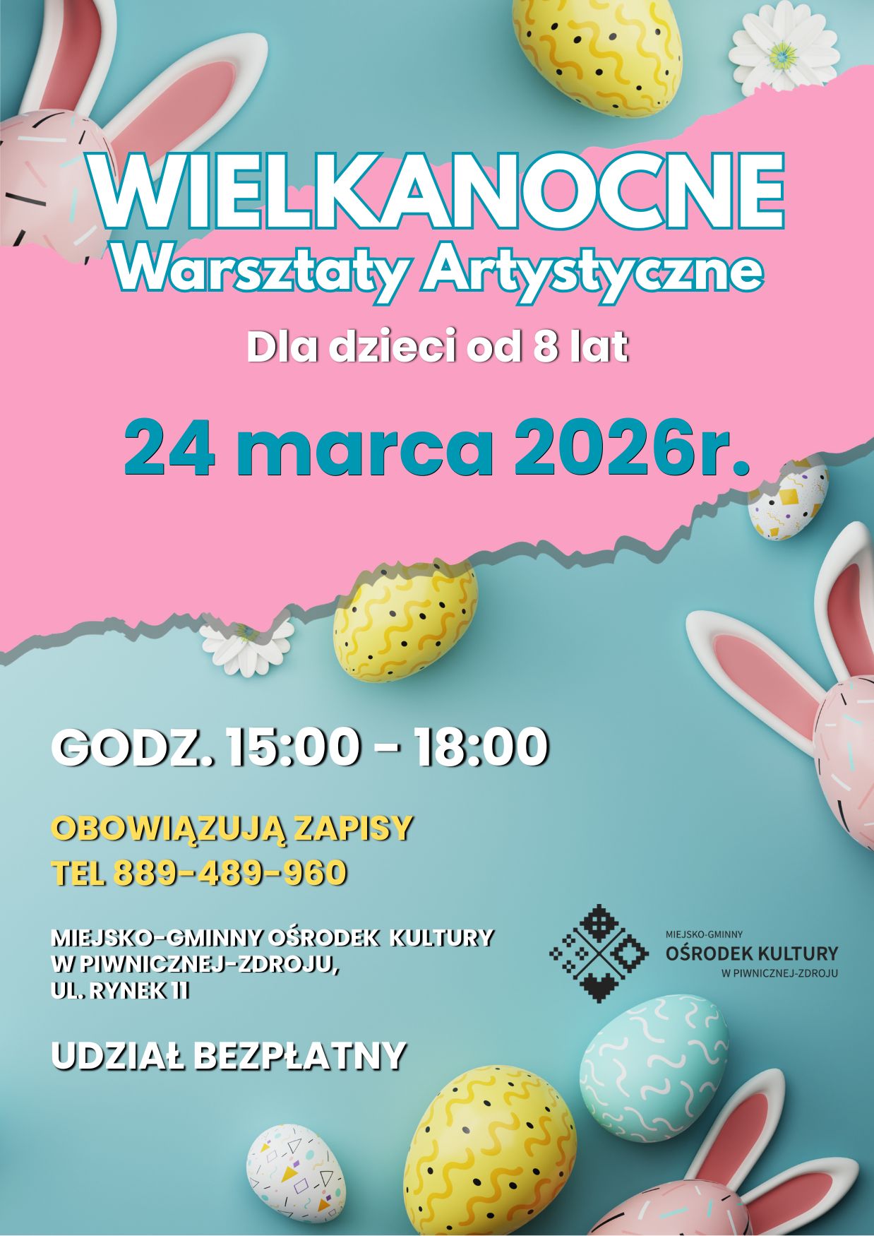 Zapraszamy na Wielkanocne warsztaty artystyczne dla dzieci!!!!!